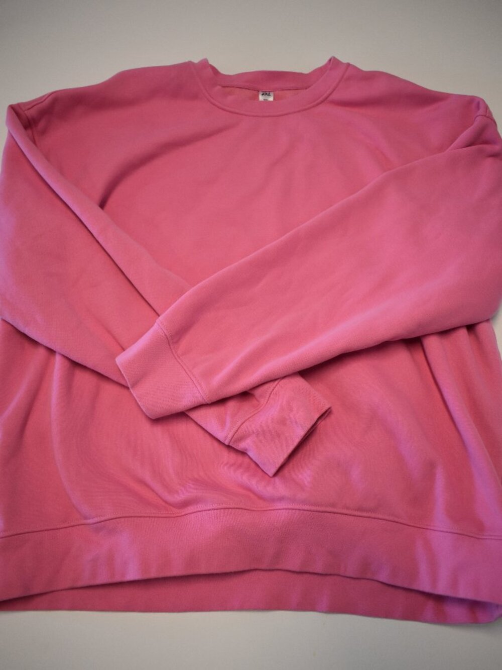 Women's Oversized Hot Pink Fleece Crewneck Sweatshirt Size 2XL Cozy Pullover